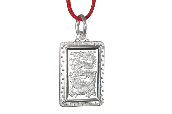 Sterling Silver Mini Rectangle Dragon Pendant