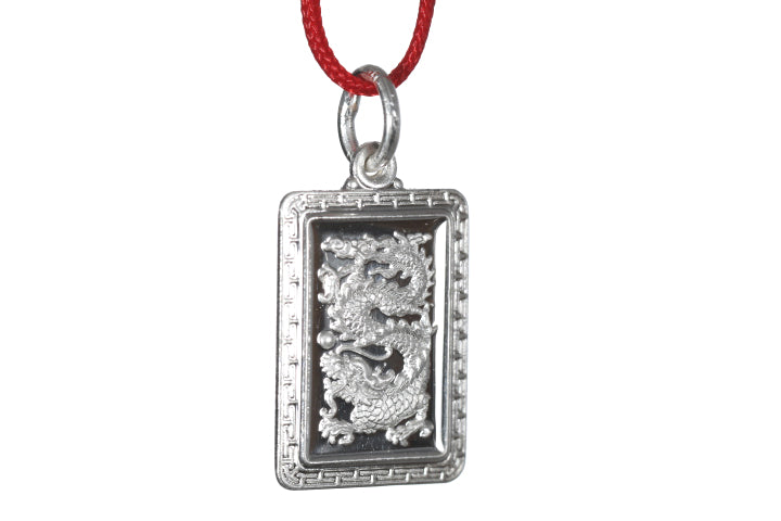 Sterling Silver Mini Rectangle Dragon Pendant
