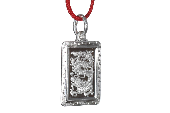 Sterling Silver Mini Rectangle Dragon Pendant