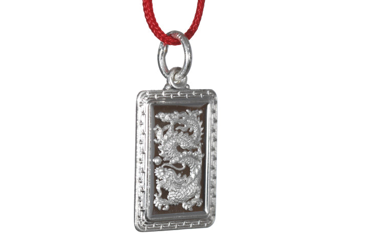 Sterling Silver Mini Rectangle Dragon Pendant