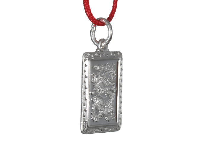 Sterling Silver Mini Rectangle Dragon Pendant