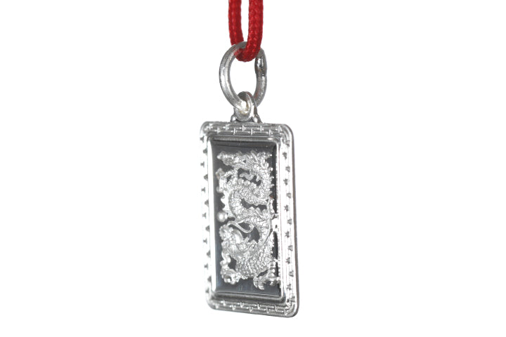 Sterling Silver Mini Rectangle Dragon Pendant
