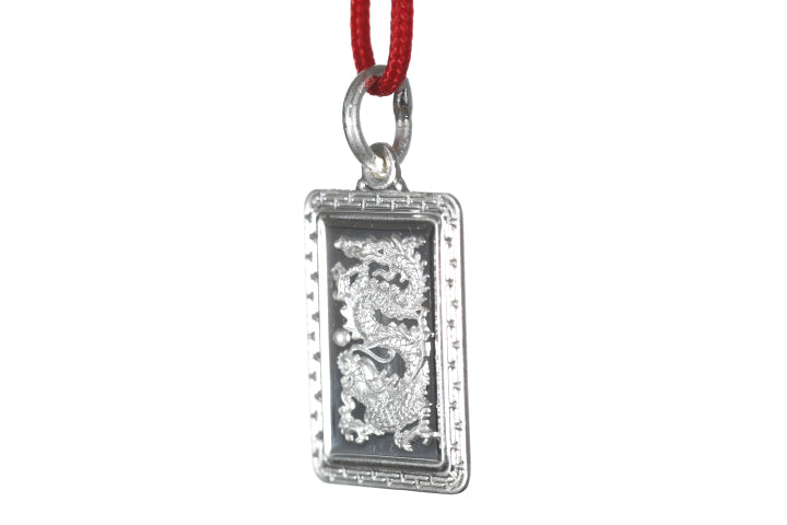 Sterling Silver Mini Rectangle Dragon Pendant