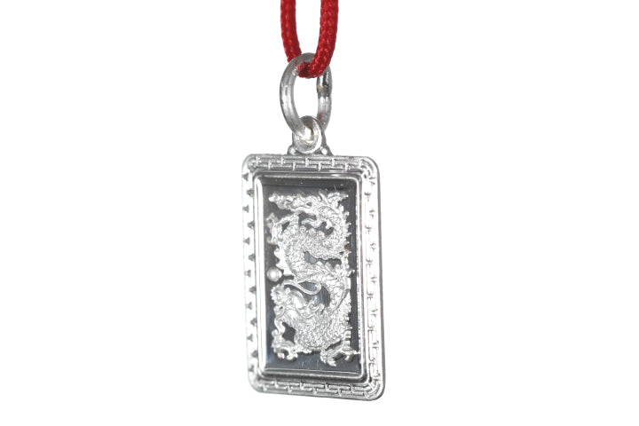 Sterling Silver Mini Rectangle Dragon Pendant