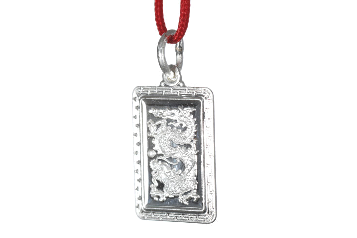 Sterling Silver Mini Rectangle Dragon Pendant