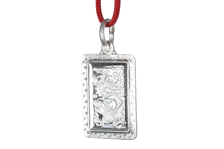 Sterling Silver Mini Rectangle Dragon Pendant