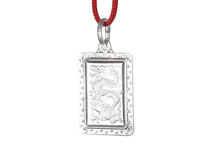 Sterling Silver Mini Rectangle Dragon Pendant
