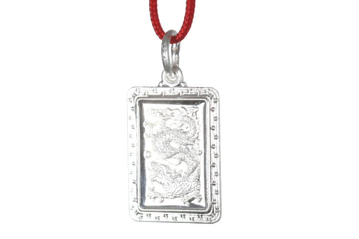 Sterling Silver Mini Rectangle Dragon Pendant
