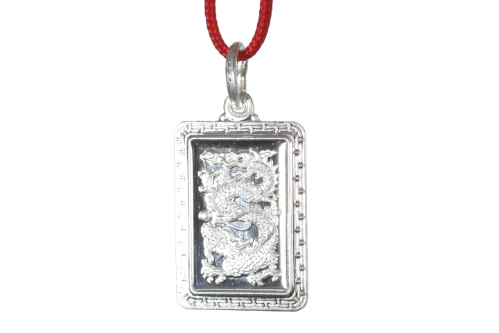 Sterling Silver Mini Rectangle Dragon Pendant