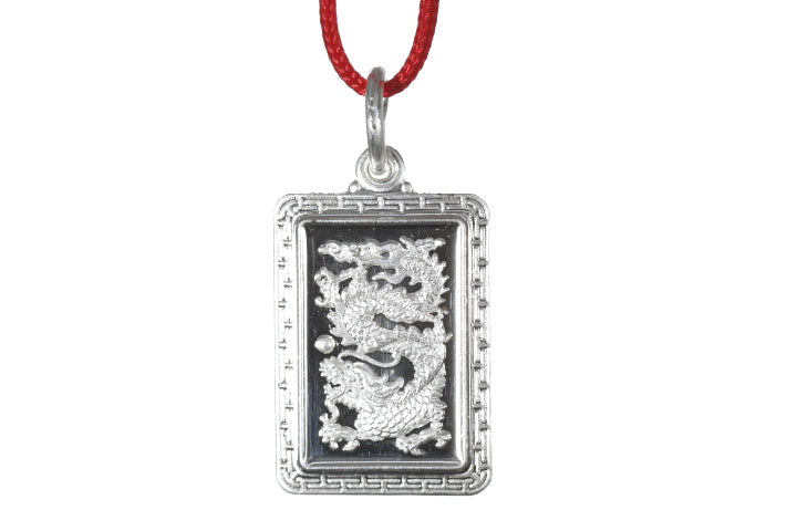 Sterling Silver Mini Rectangle Dragon Pendant