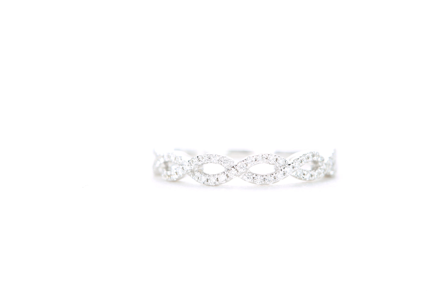 Small Woven Diamond Ring White Gold