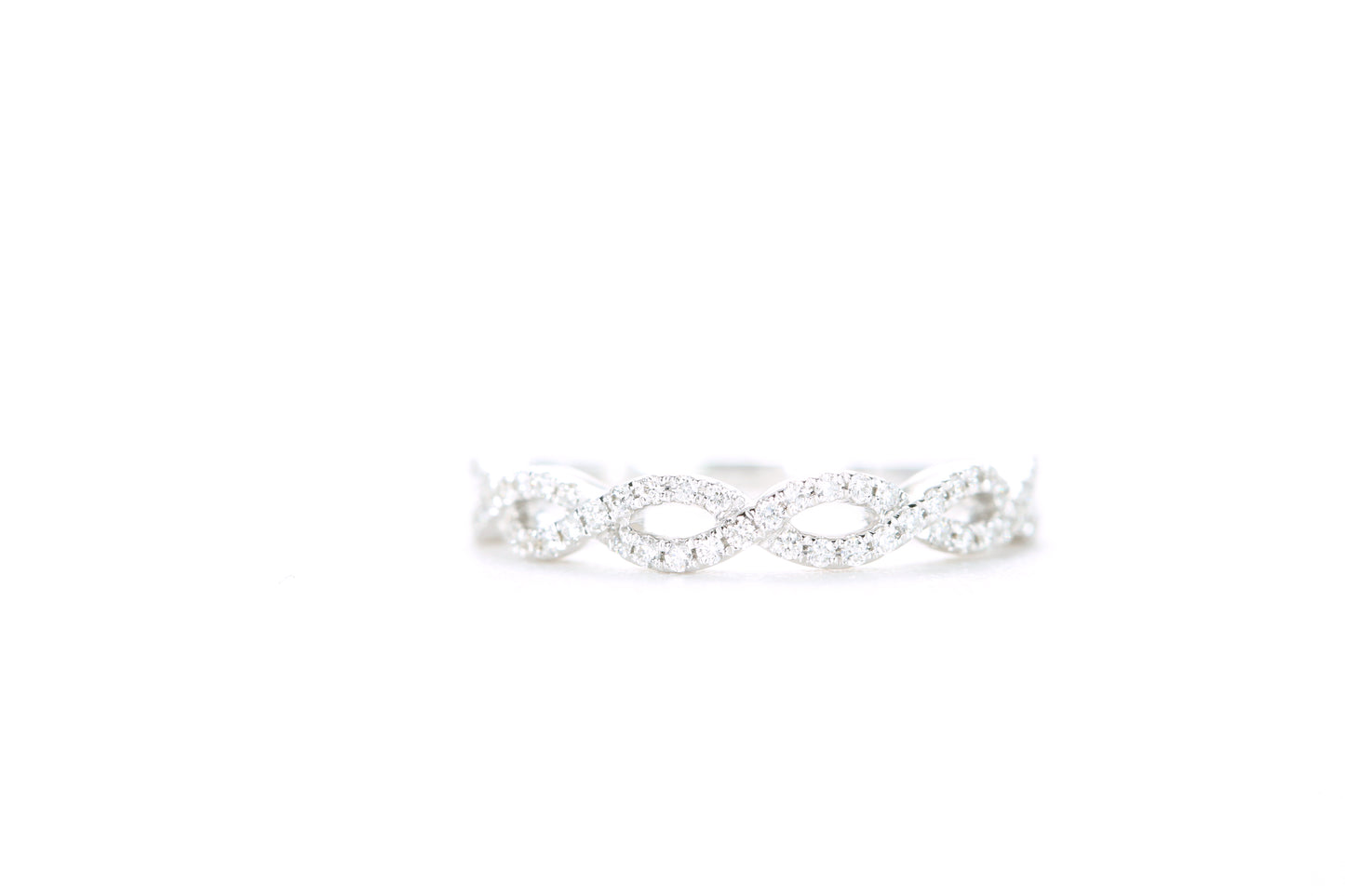 Small Woven Diamond Ring White Gold
