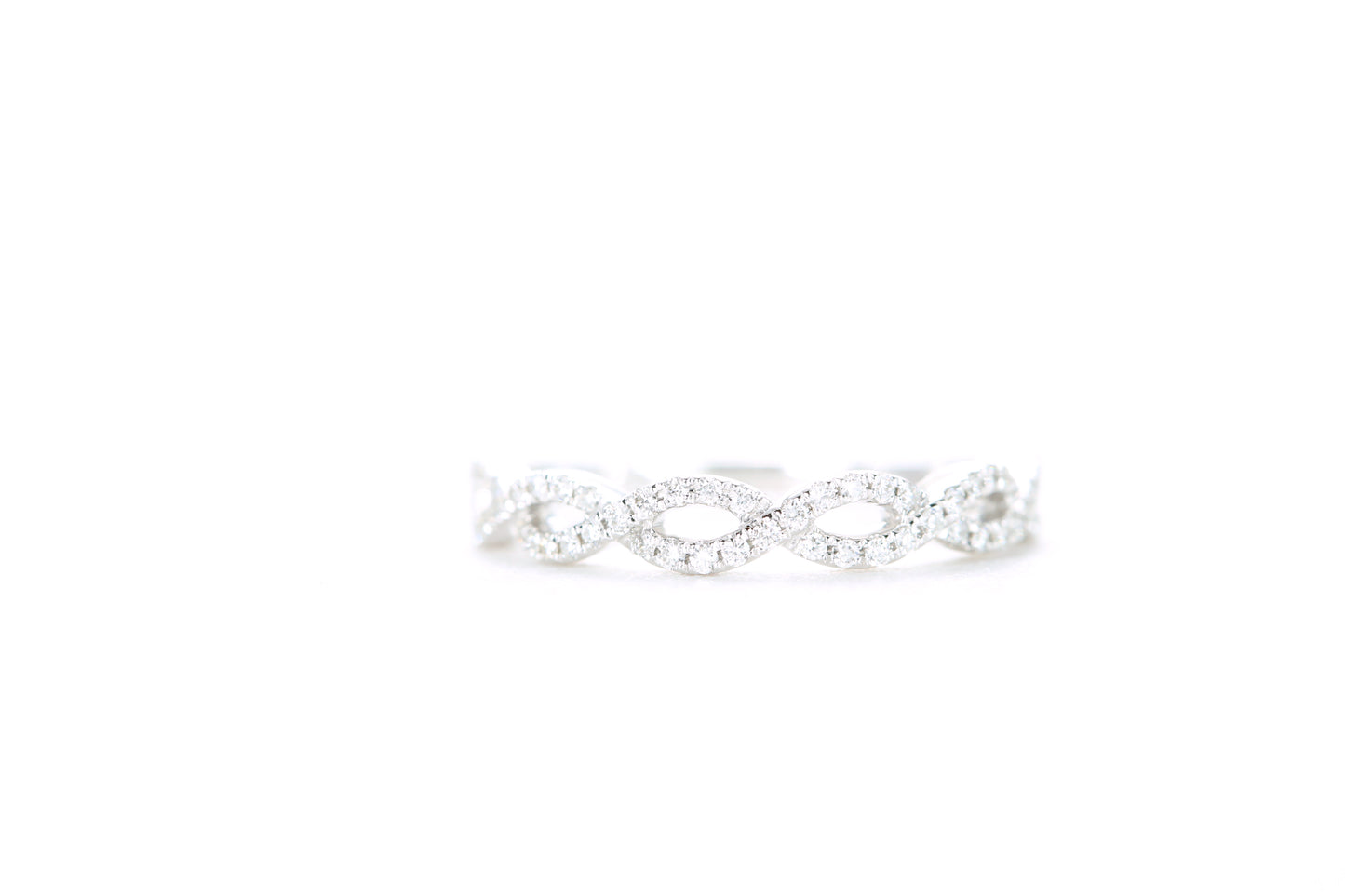 Small Woven Diamond Ring White Gold