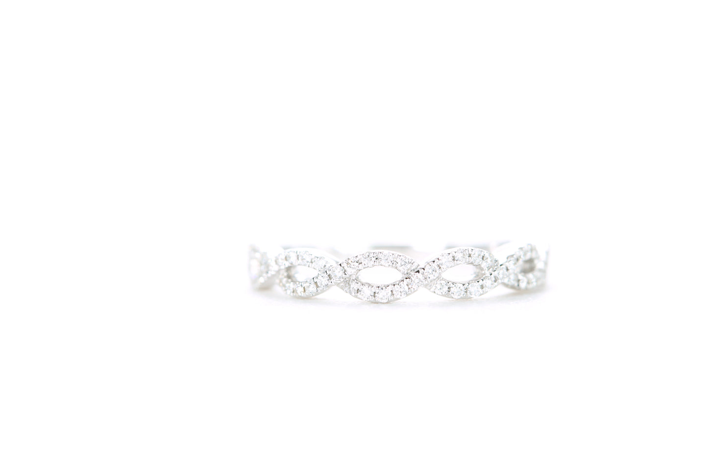 Small Woven Diamond Ring White Gold