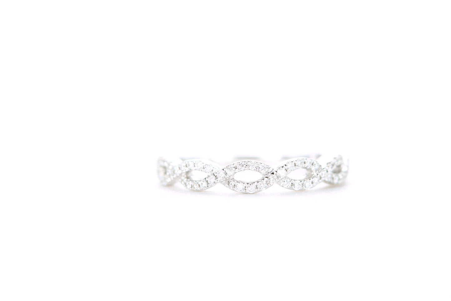 Small Woven Diamond Ring White Gold