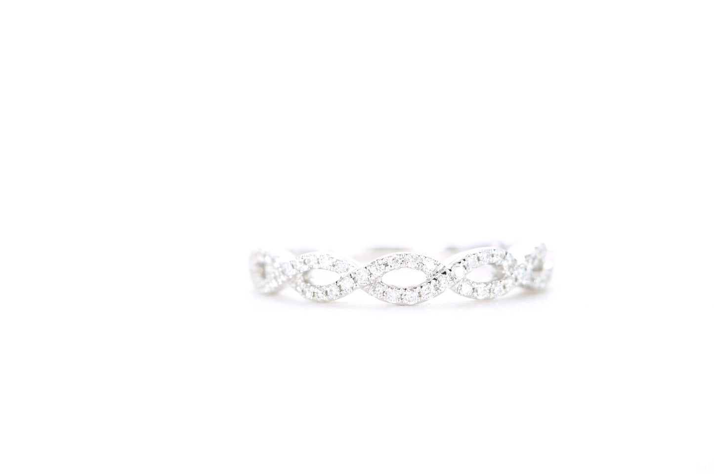 Small Woven Diamond Ring White Gold