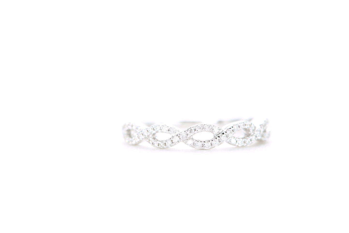Small Woven Diamond Ring White Gold