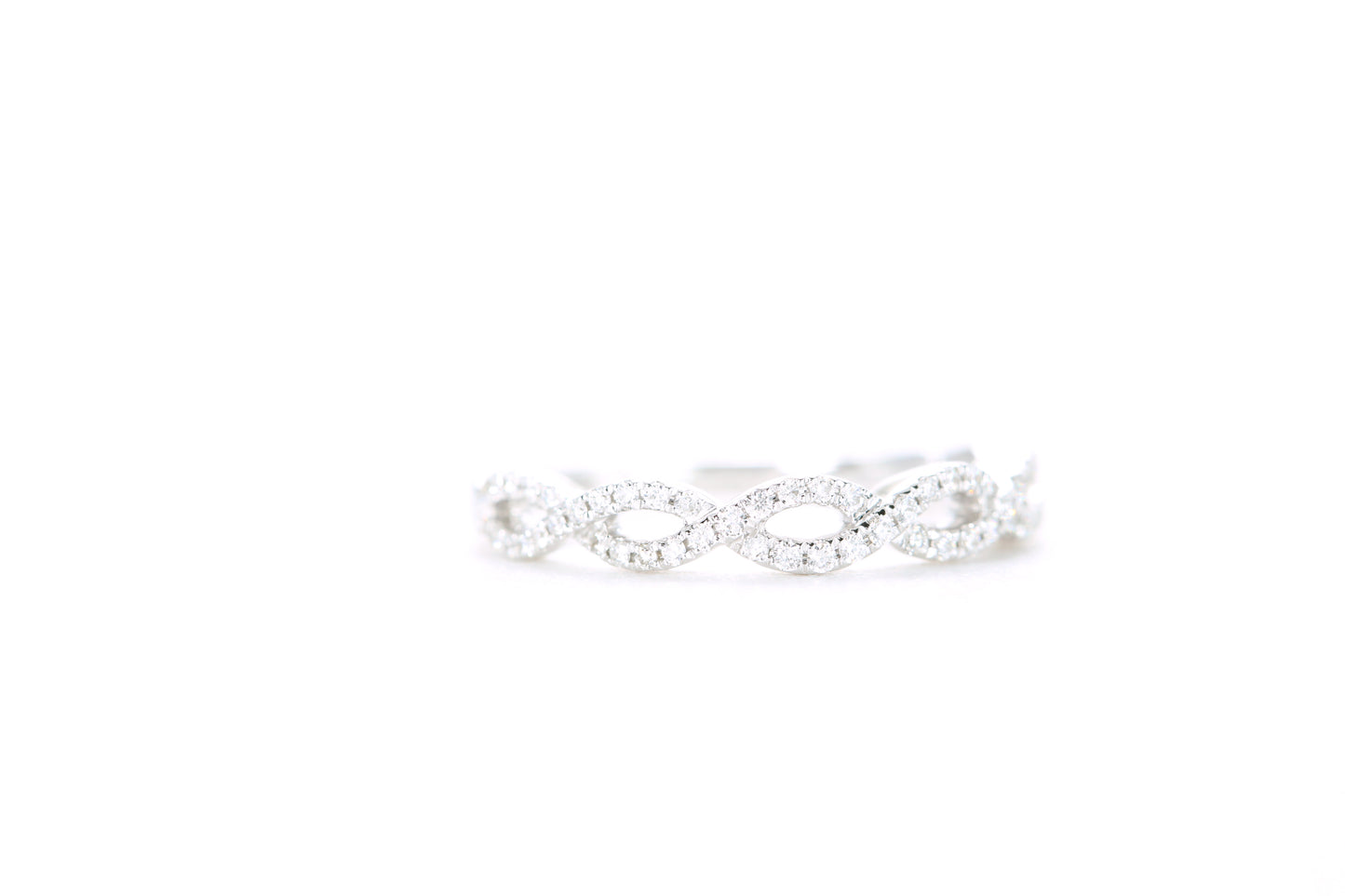 Small Woven Diamond Ring White Gold