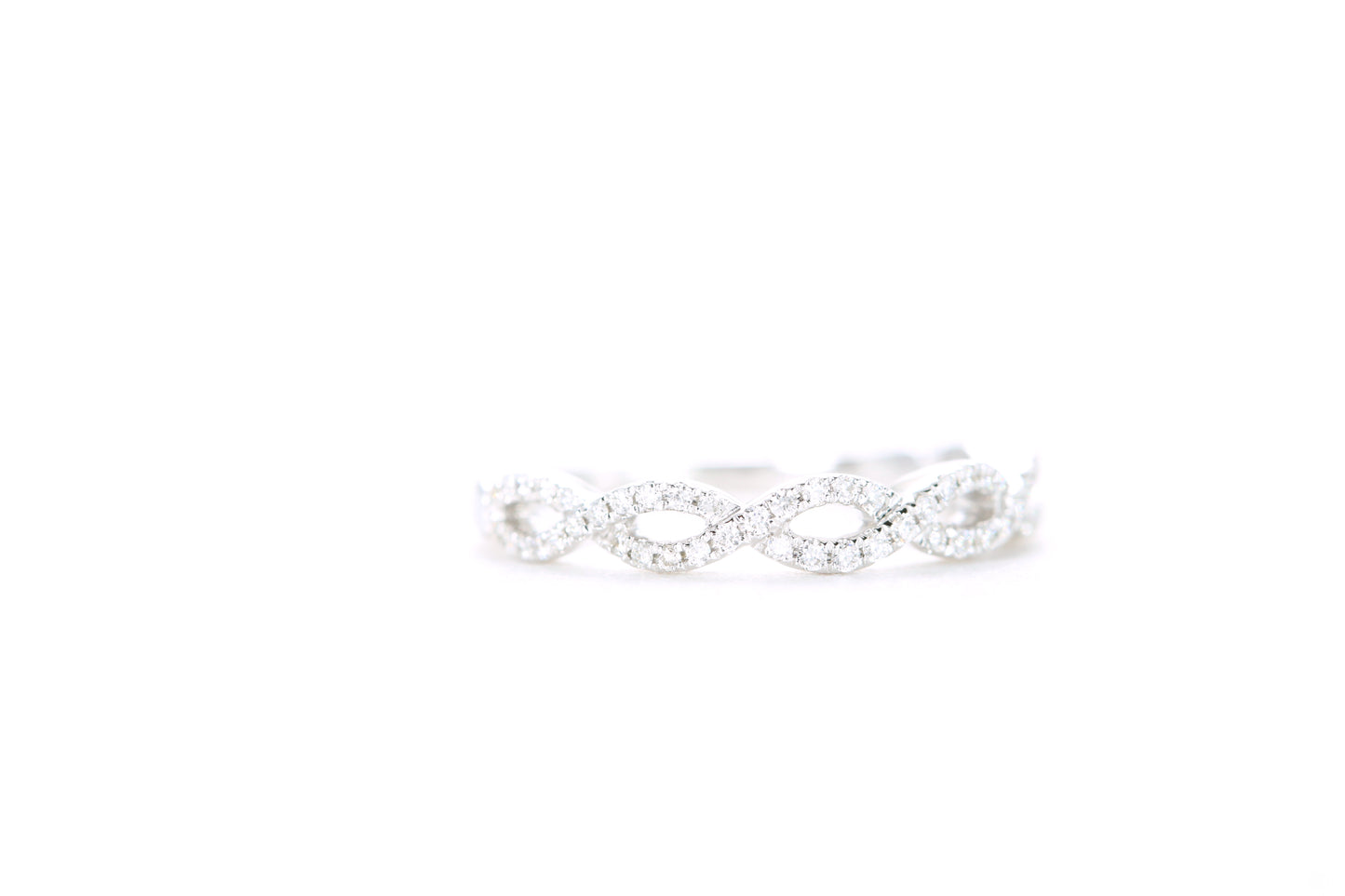 Small Woven Diamond Ring White Gold