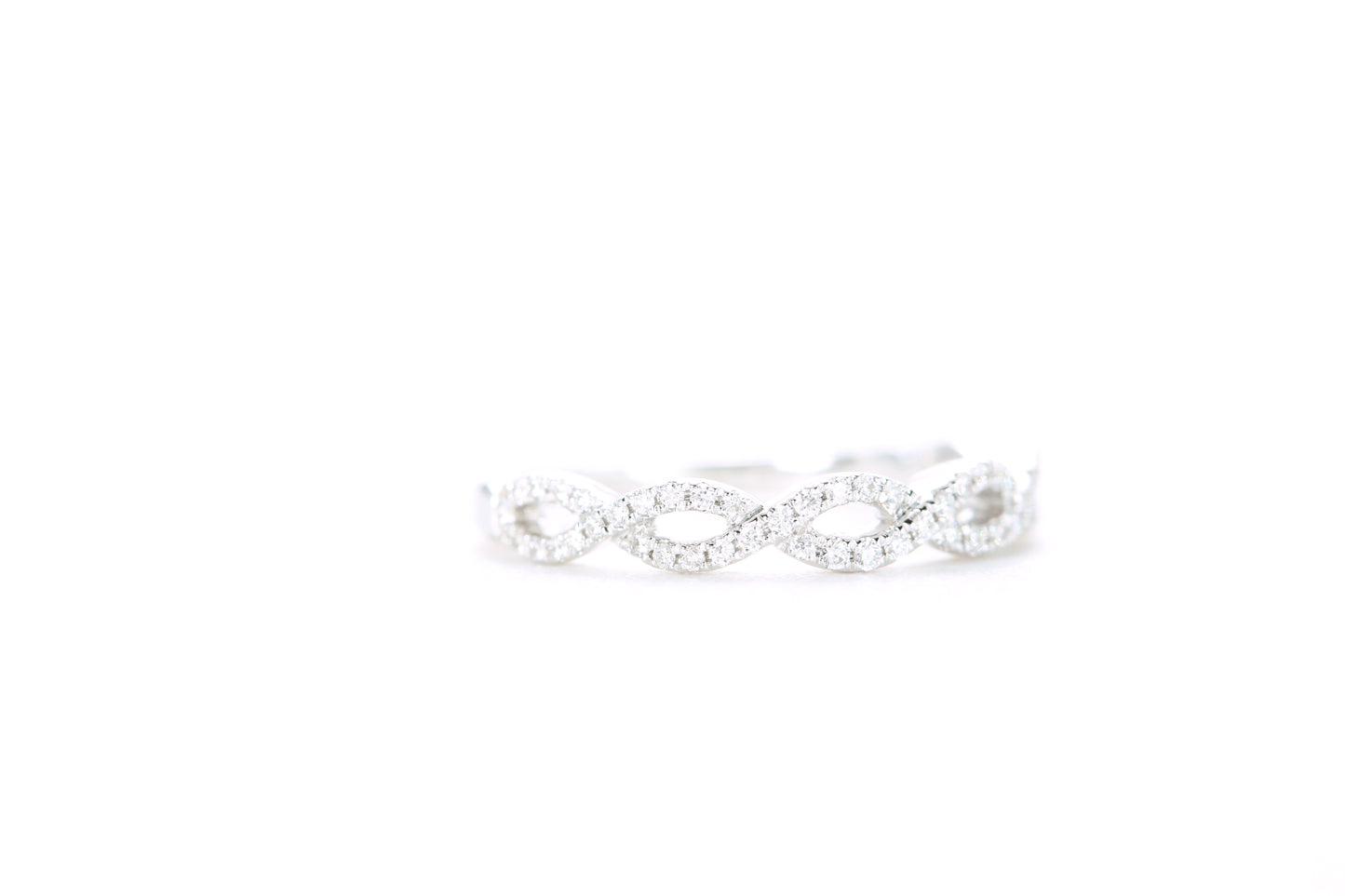 Small Woven Diamond Ring White Gold