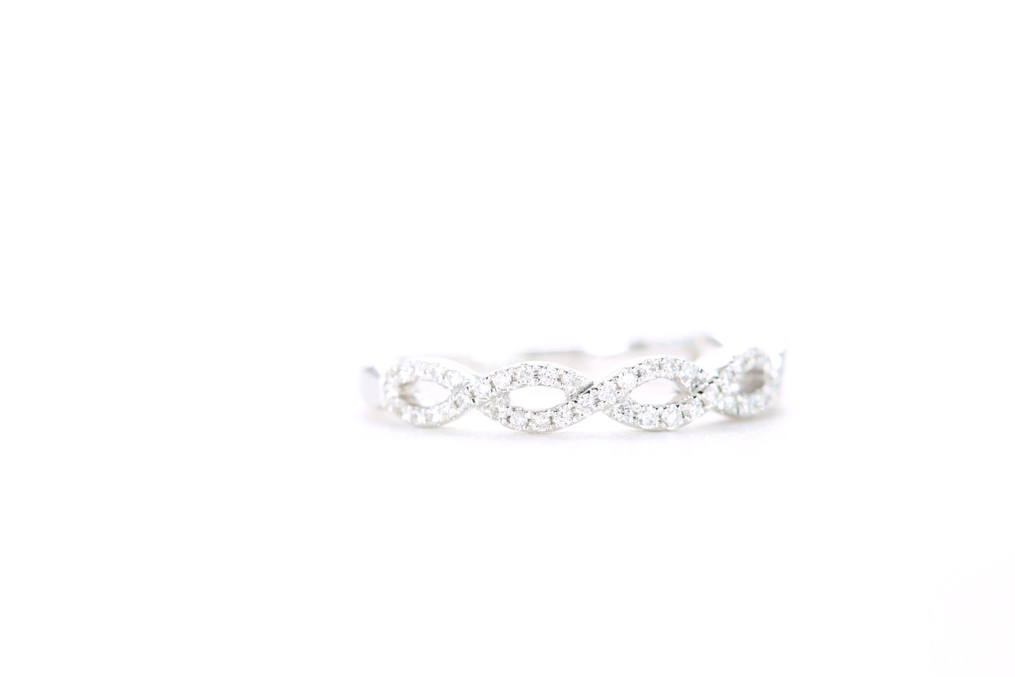Small Woven Diamond Ring White Gold