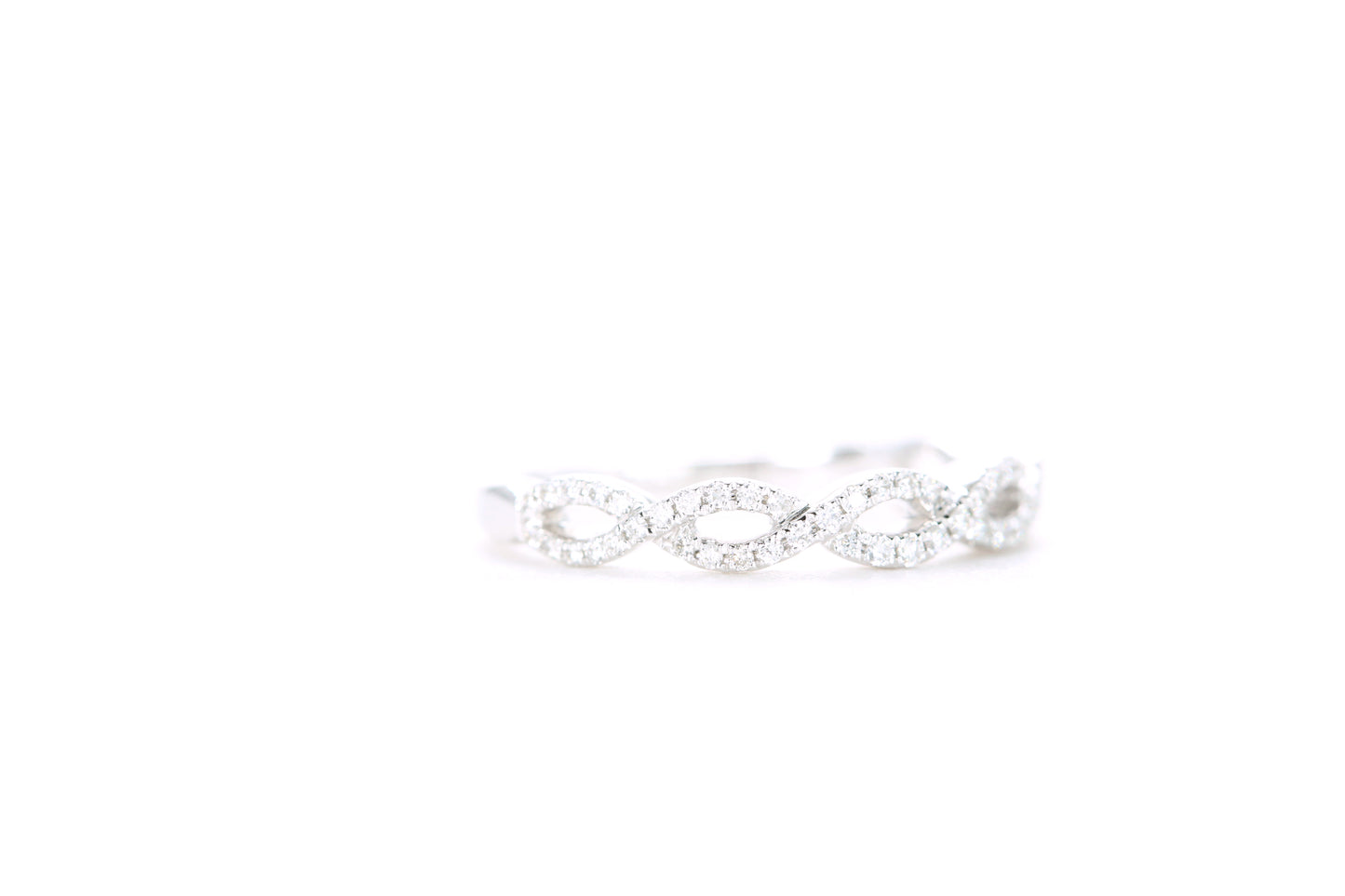 Small Woven Diamond Ring White Gold