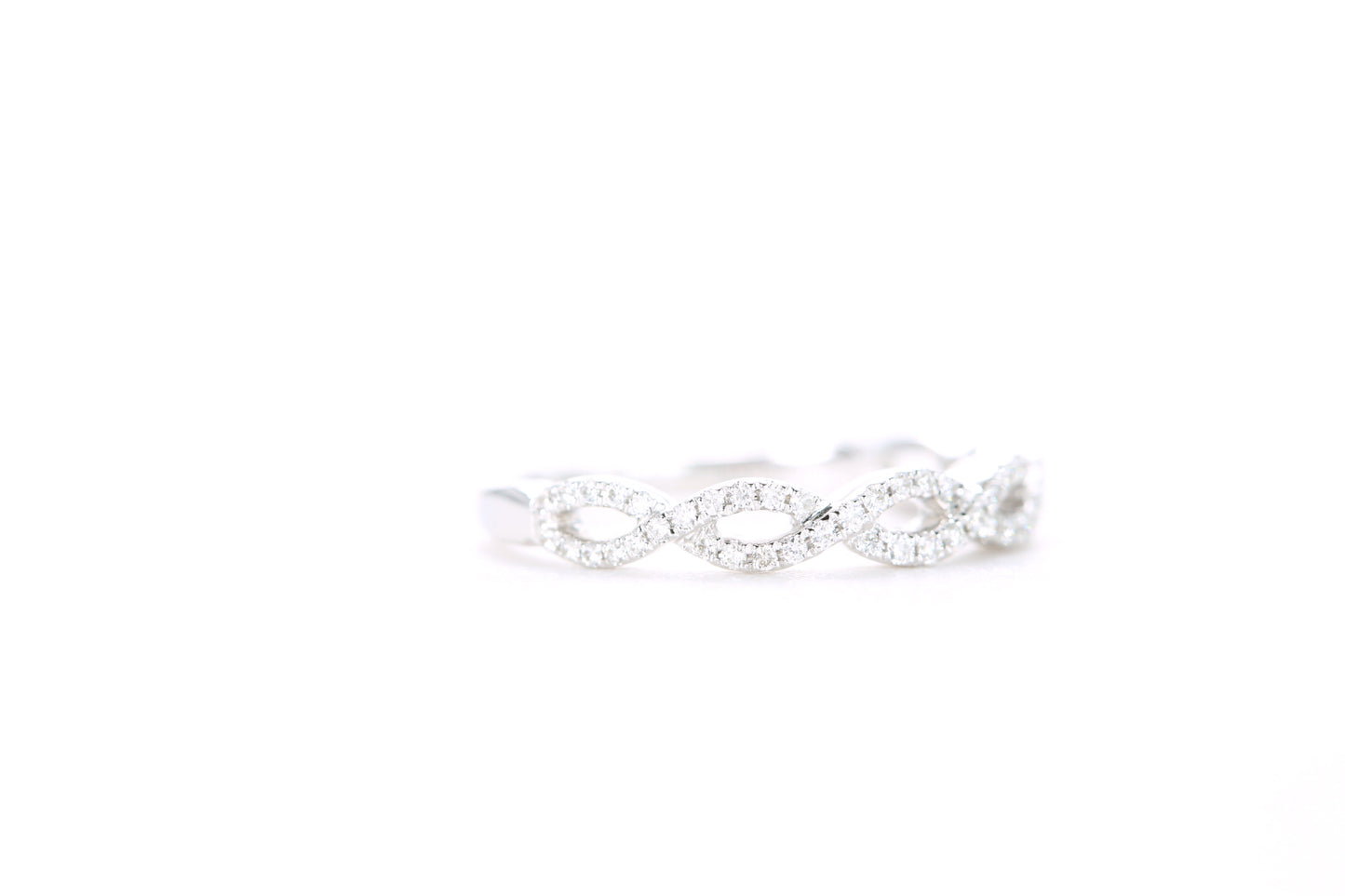 Small Woven Diamond Ring White Gold