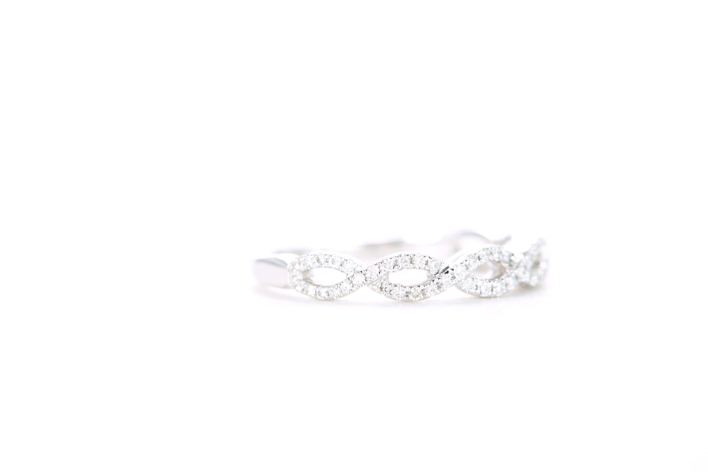 Small Woven Diamond Ring White Gold