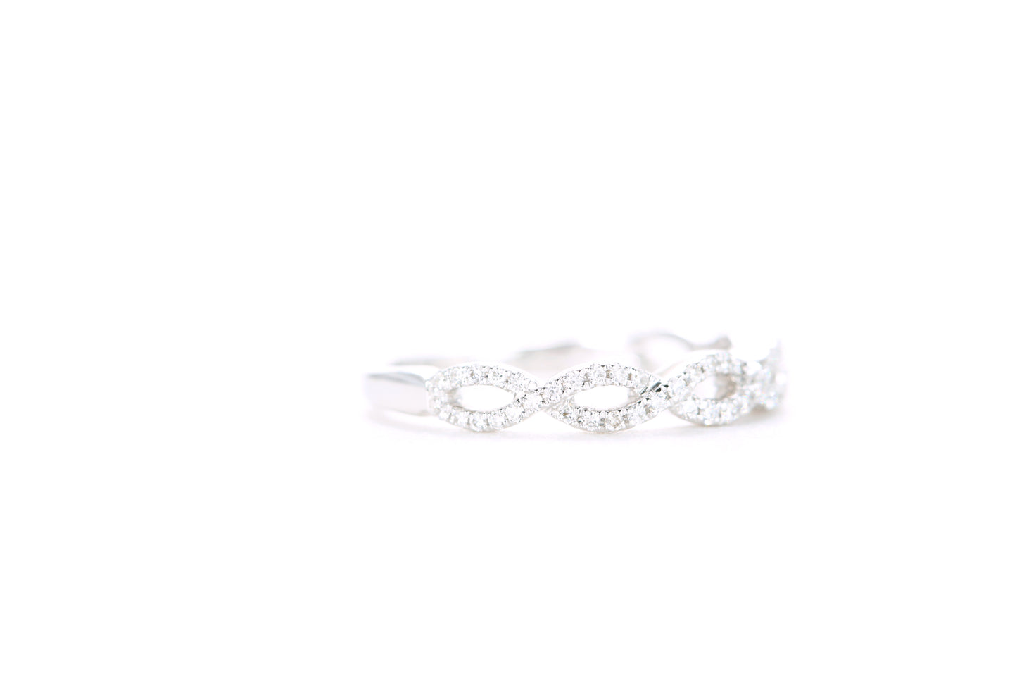 Small Woven Diamond Ring White Gold