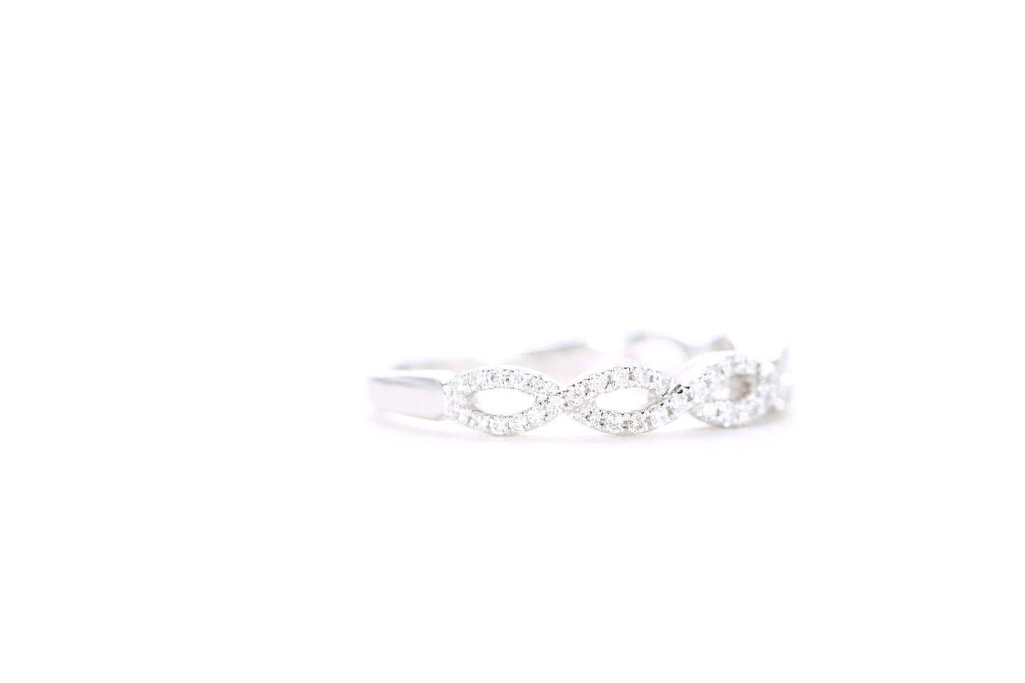 Small Woven Diamond Ring White Gold