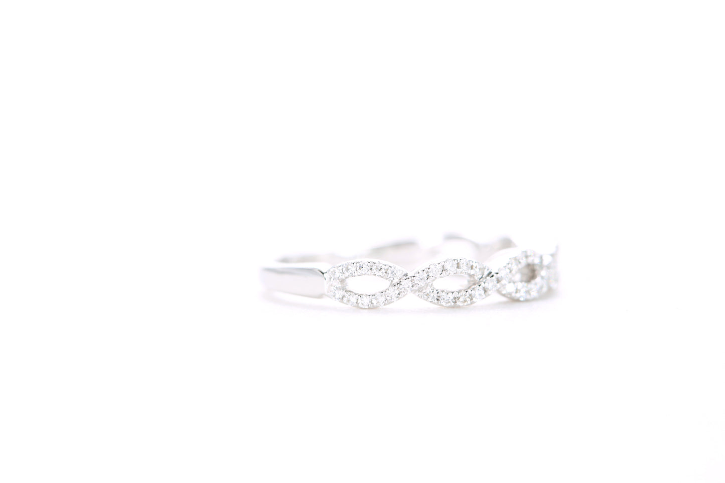 Small Woven Diamond Ring White Gold