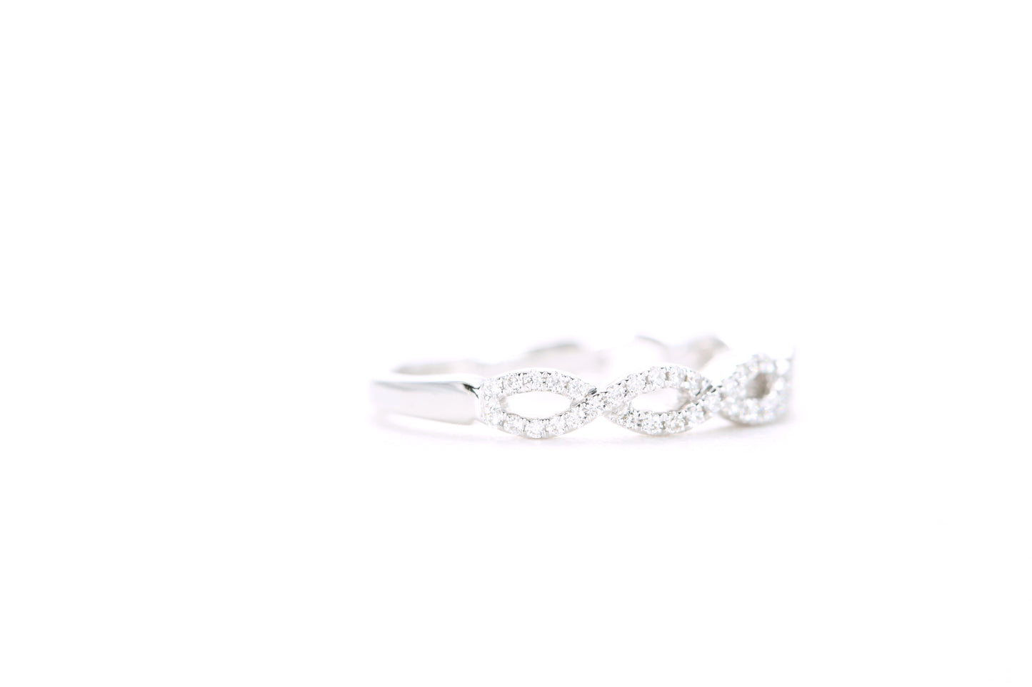 Small Woven Diamond Ring White Gold