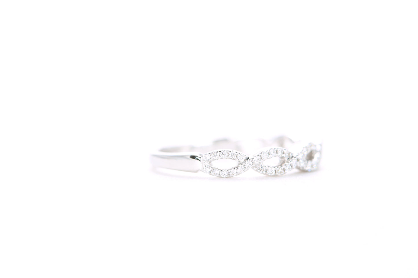 Small Woven Diamond Ring White Gold