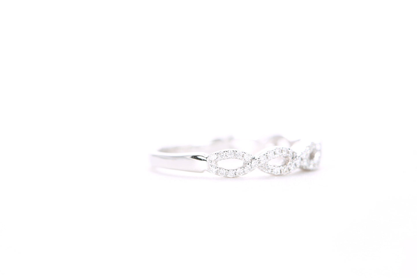 Small Woven Diamond Ring White Gold