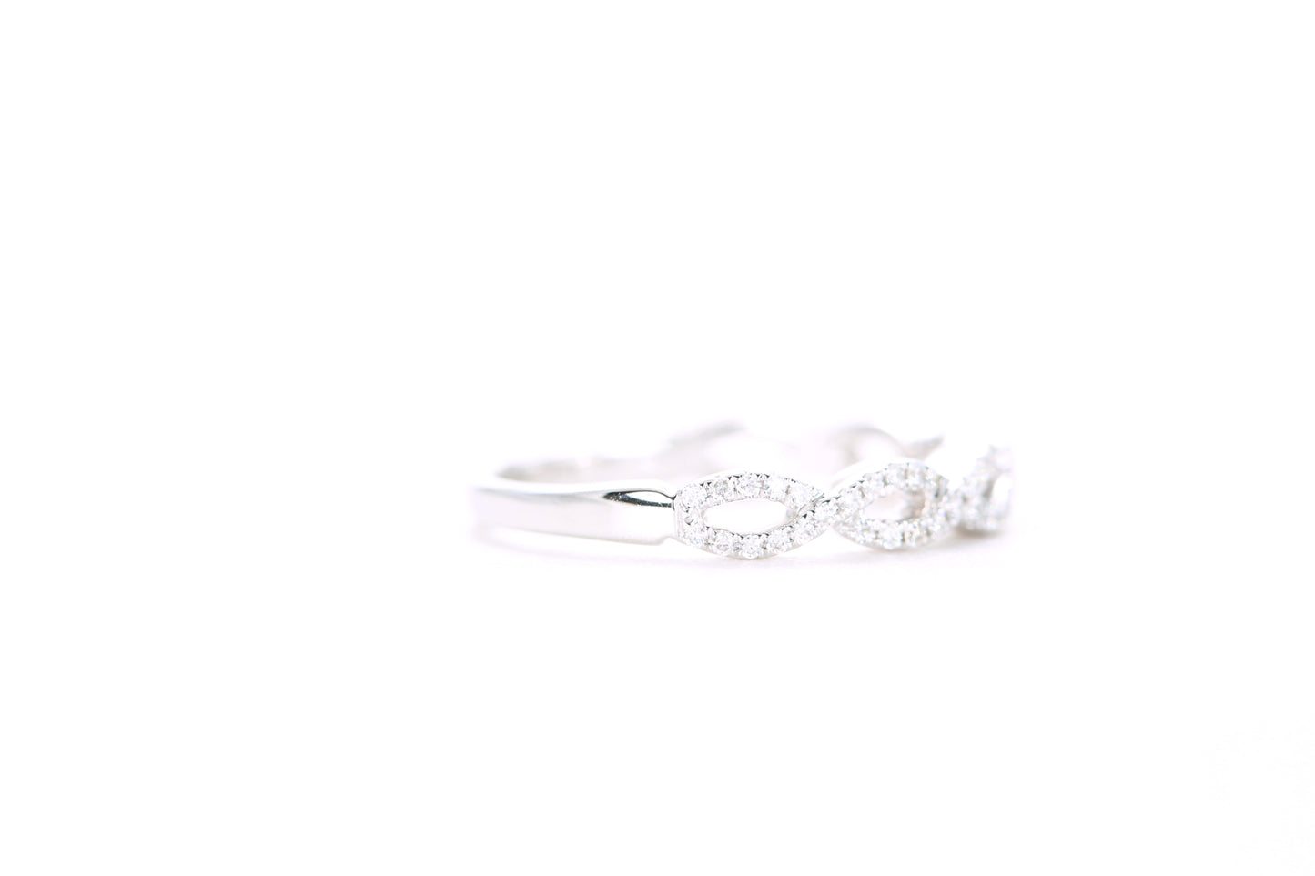 Small Woven Diamond Ring White Gold