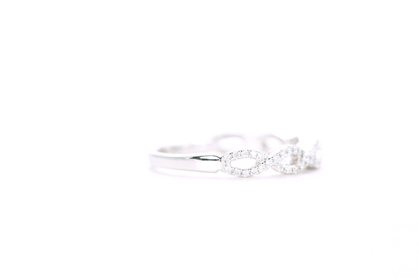 Small Woven Diamond Ring White Gold