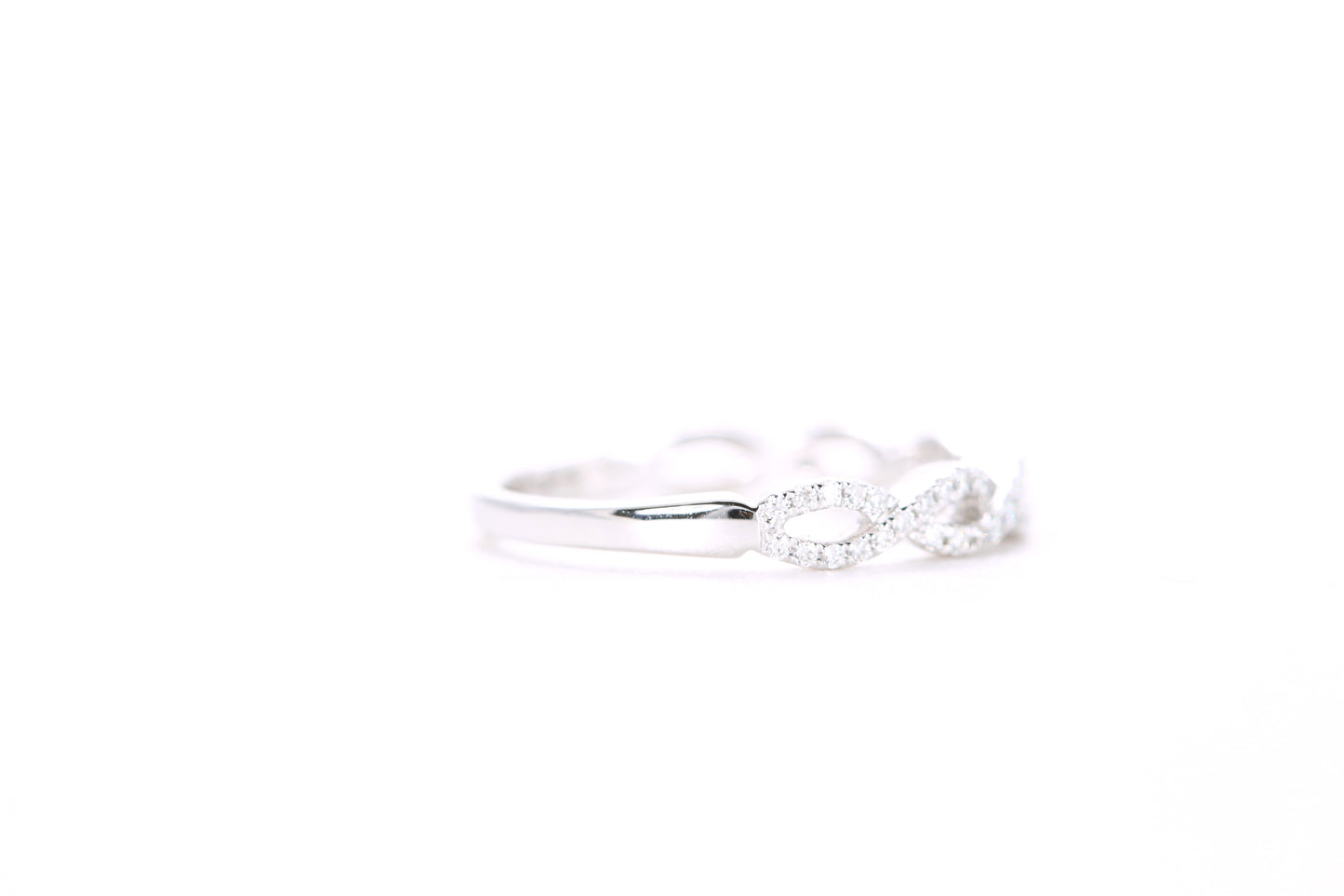 Small Woven Diamond Ring White Gold