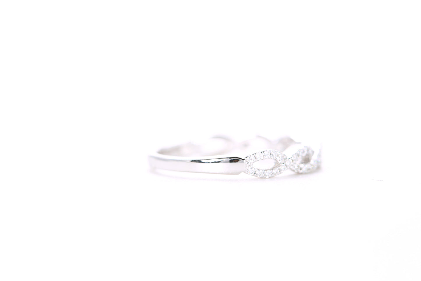 Small Woven Diamond Ring White Gold