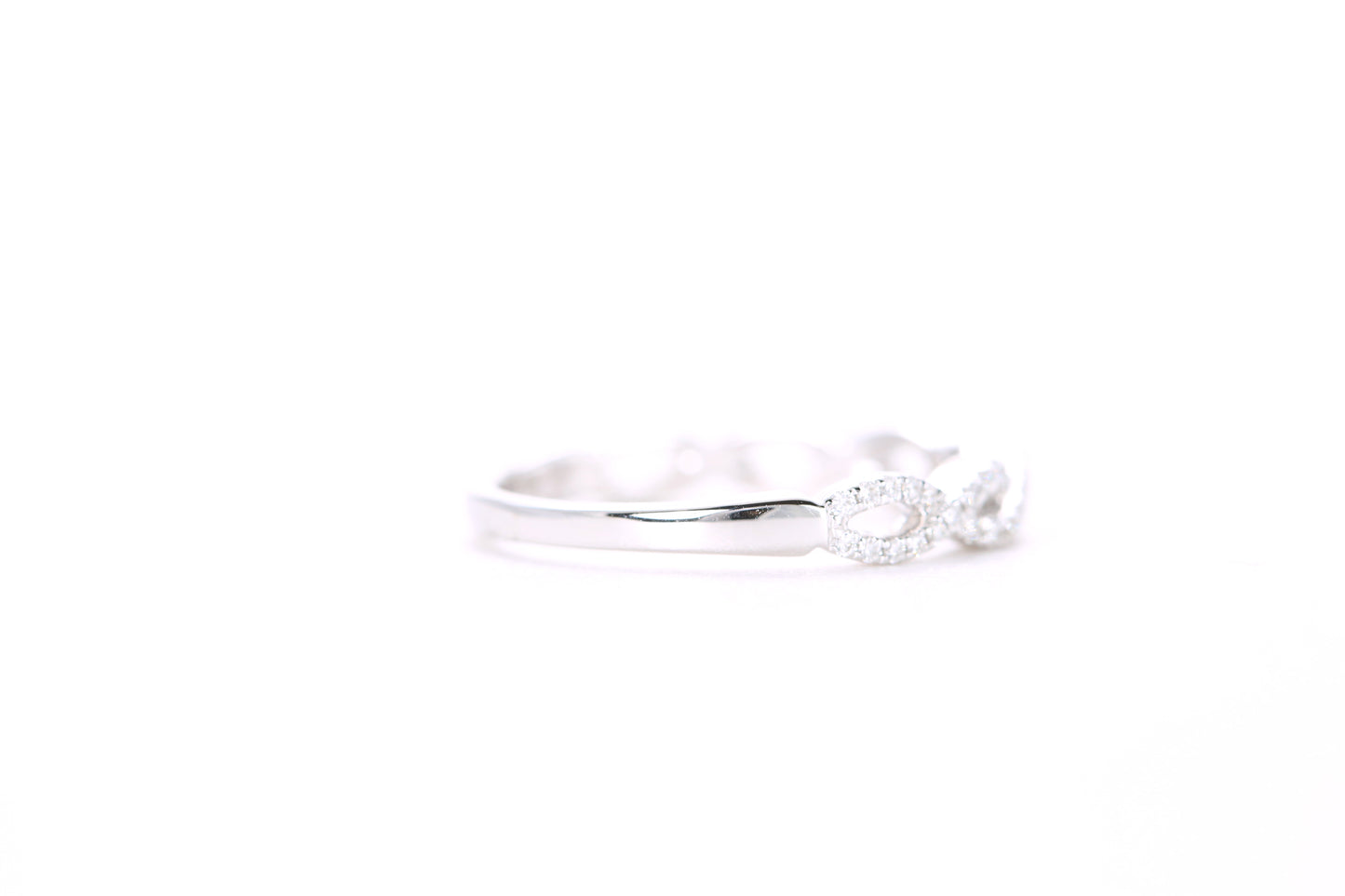 Small Woven Diamond Ring White Gold