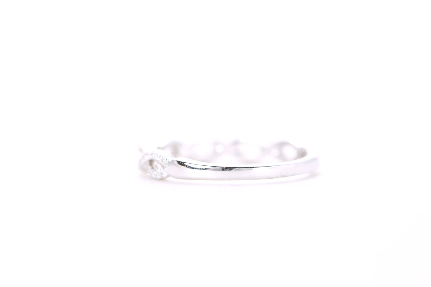 Small Woven Diamond Ring White Gold