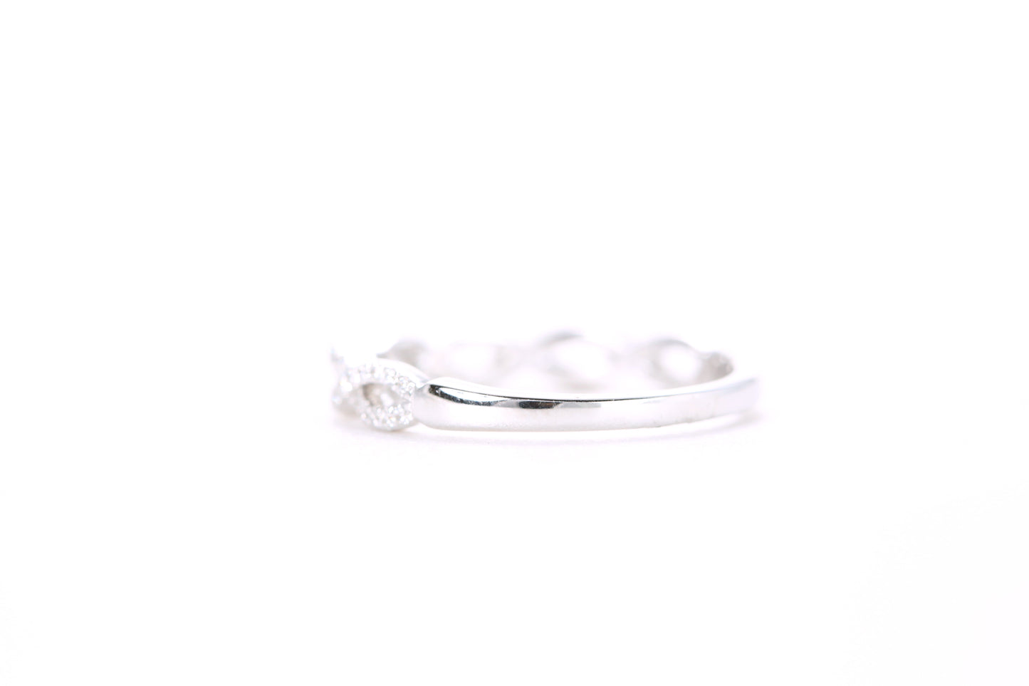 Small Woven Diamond Ring White Gold