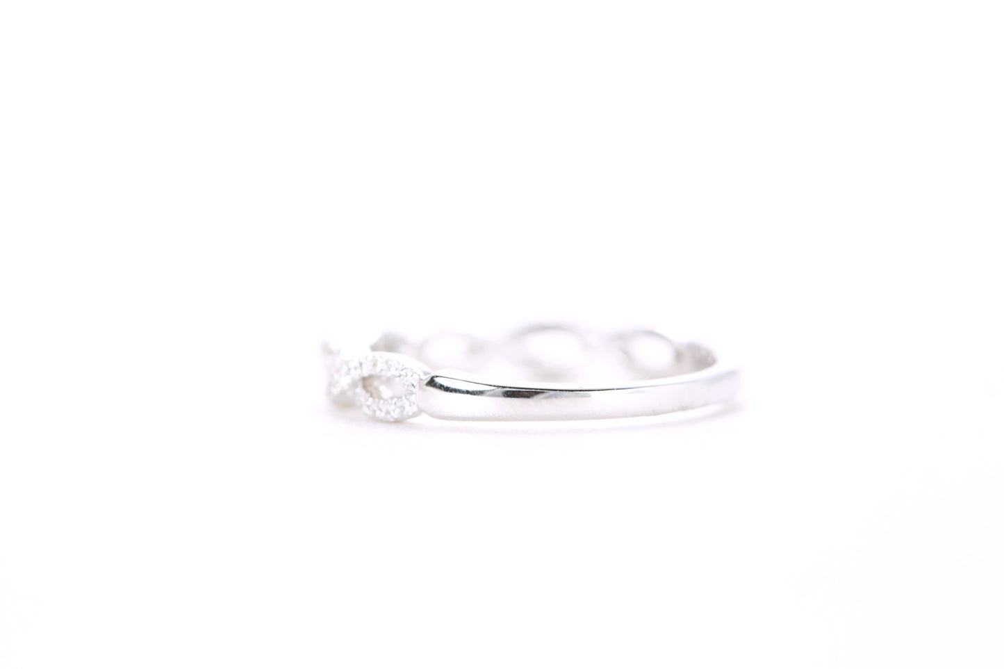 Small Woven Diamond Ring White Gold