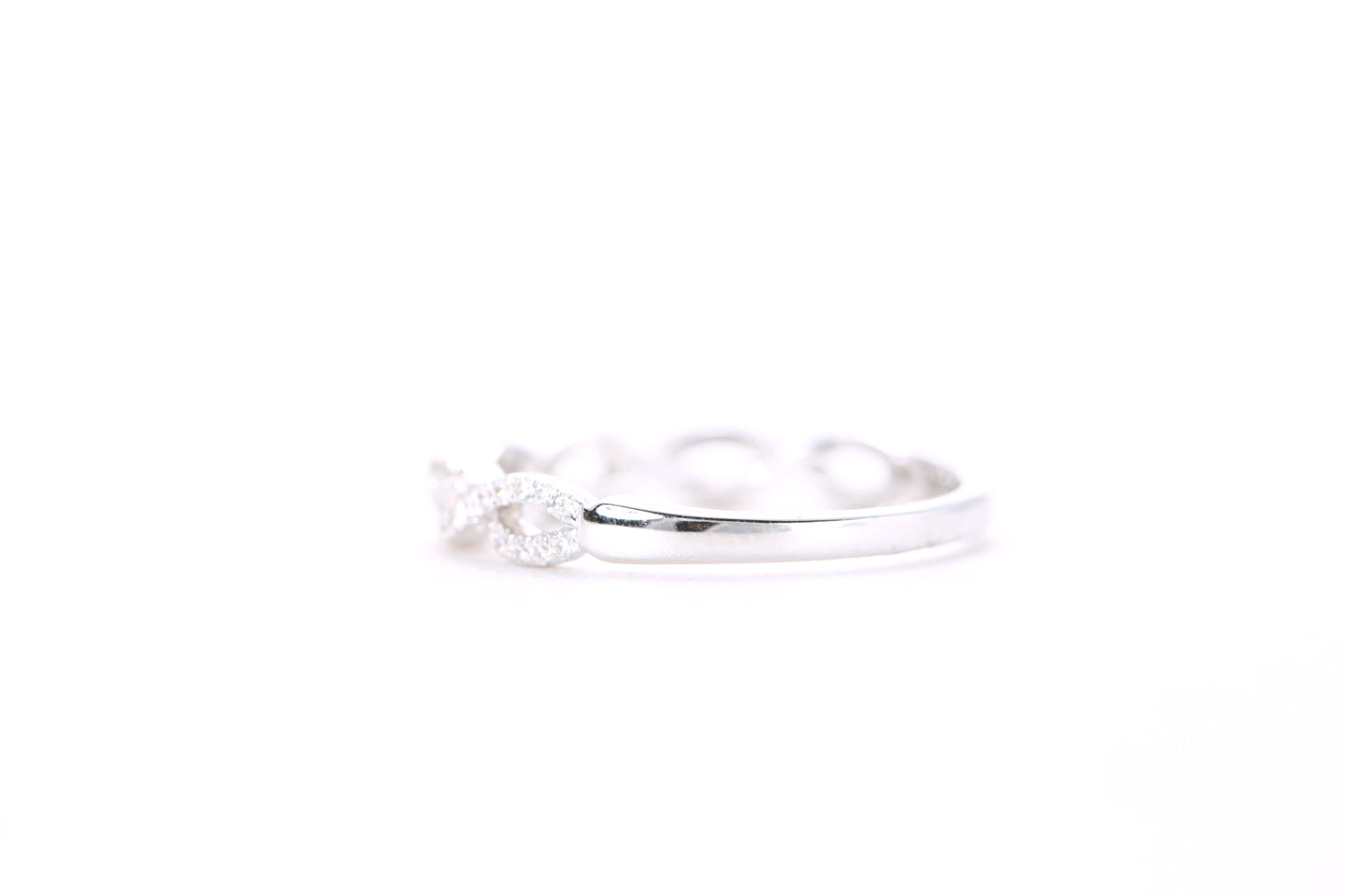 Small Woven Diamond Ring White Gold