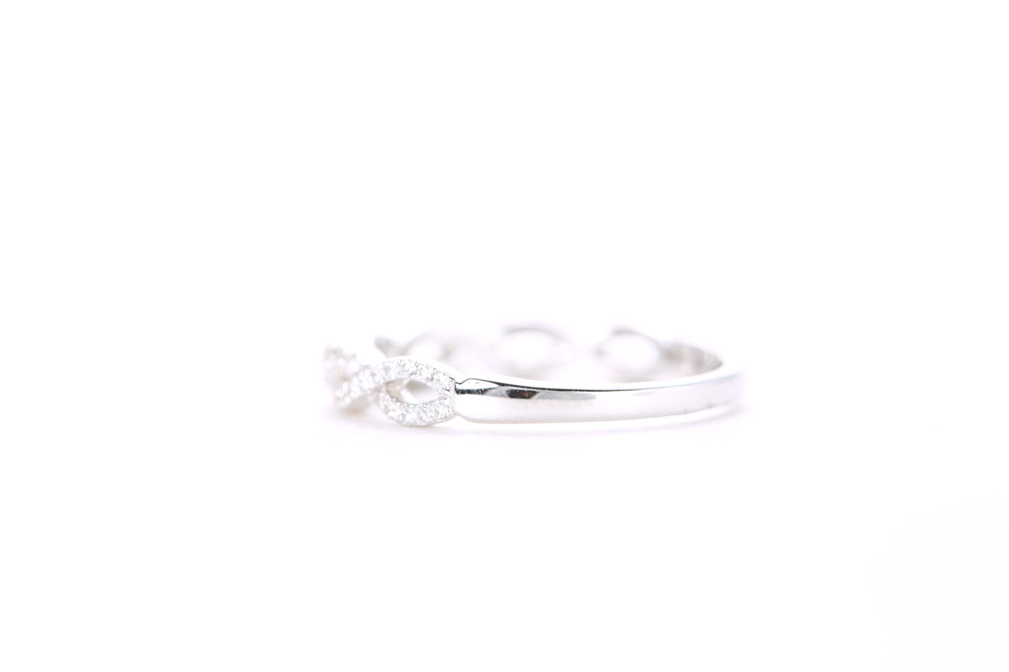 Small Woven Diamond Ring White Gold