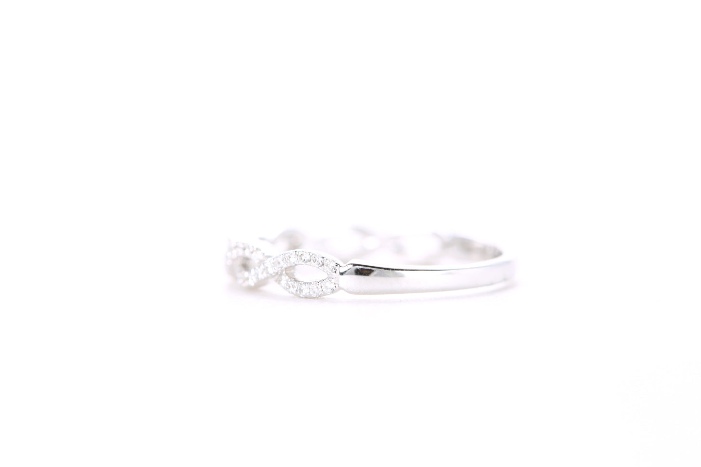 Small Woven Diamond Ring White Gold