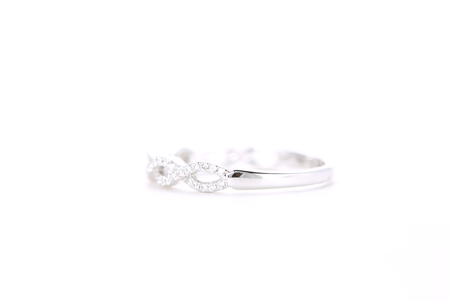 Small Woven Diamond Ring White Gold