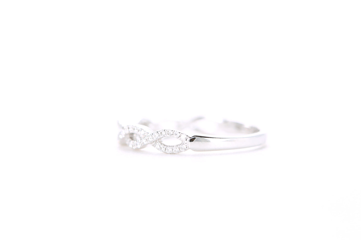 Small Woven Diamond Ring White Gold
