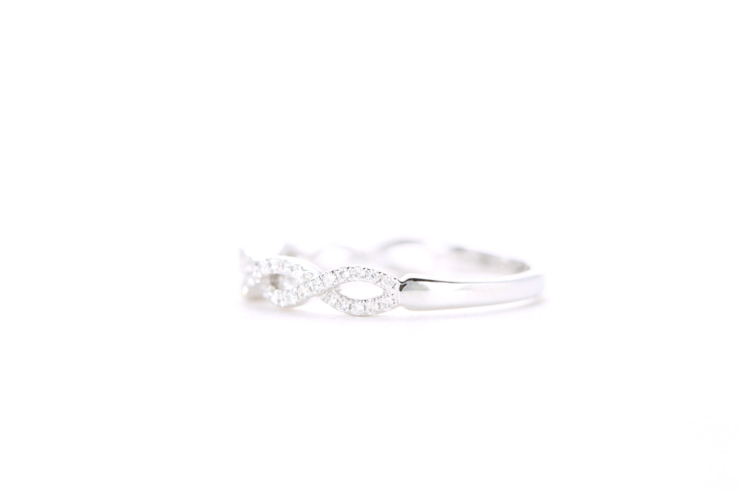 Small Woven Diamond Ring White Gold
