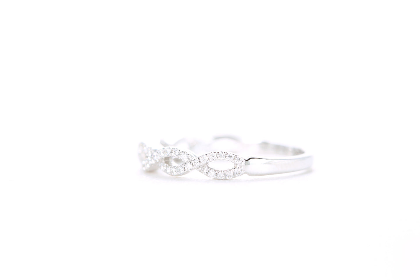 Small Woven Diamond Ring White Gold