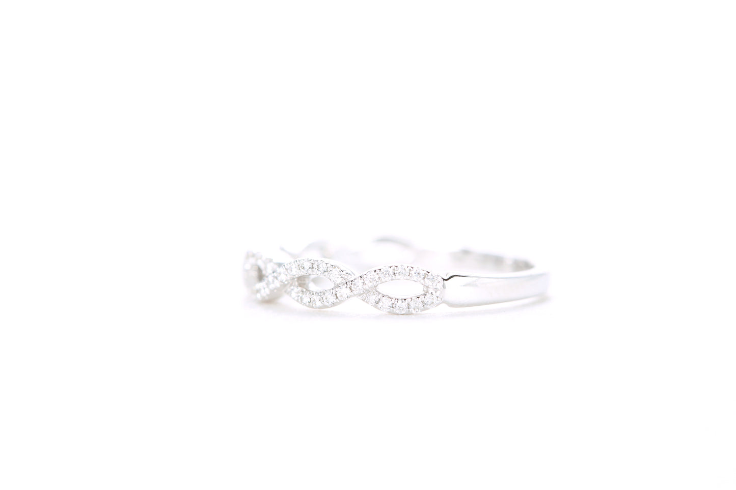 Small Woven Diamond Ring White Gold